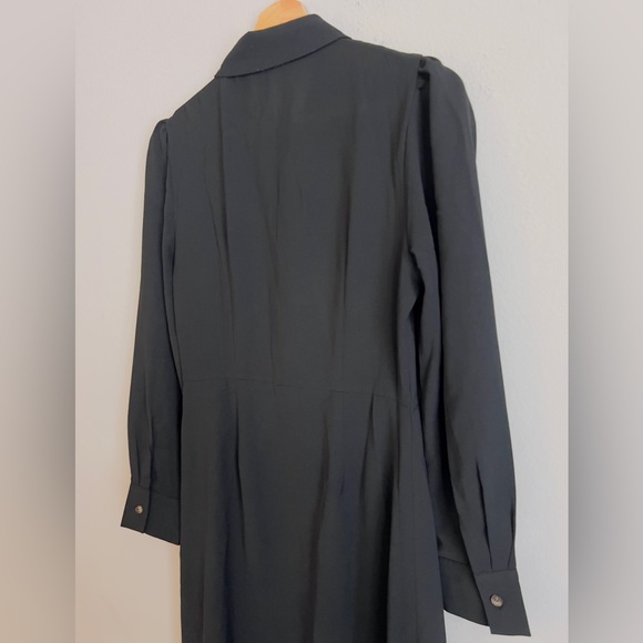 Black Pleated Long Sleeve Shirt Dress - Picture 5 of 11